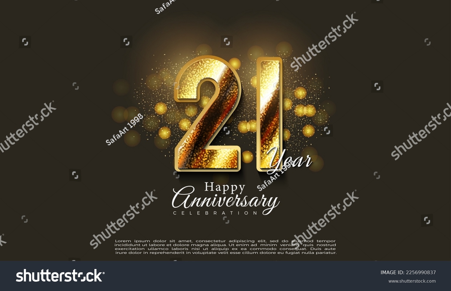 SVG of 21st anniversary with dark background and shiny bubbles. svg