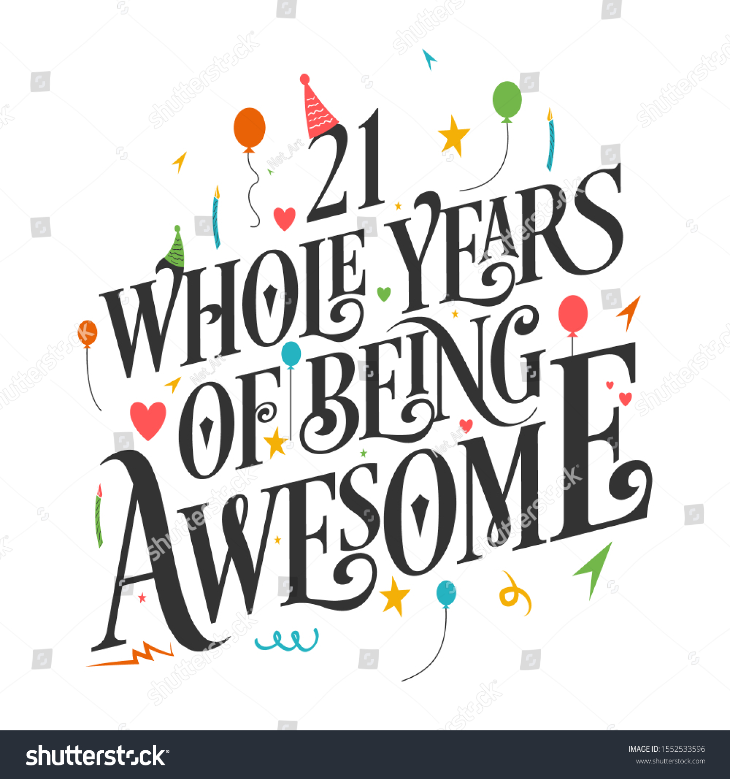 SVG of 21st Birthday And 21st Anniversary Typography Design - 21 Whole Years Of Being Awesome. svg