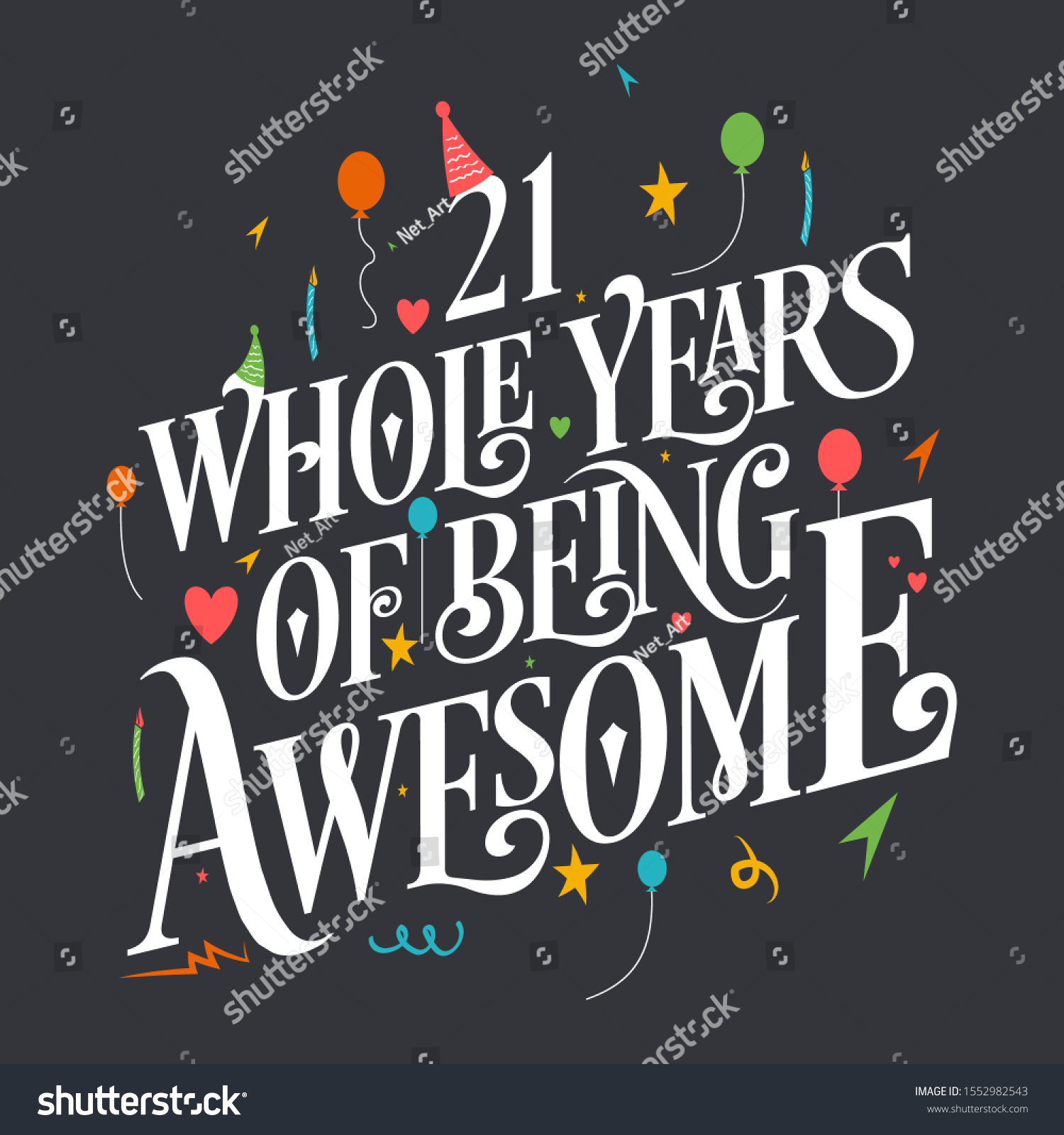 SVG of 21st Birthday And 21st Anniversary Typography Design - 21 Whole Years Of Being Awesome svg
