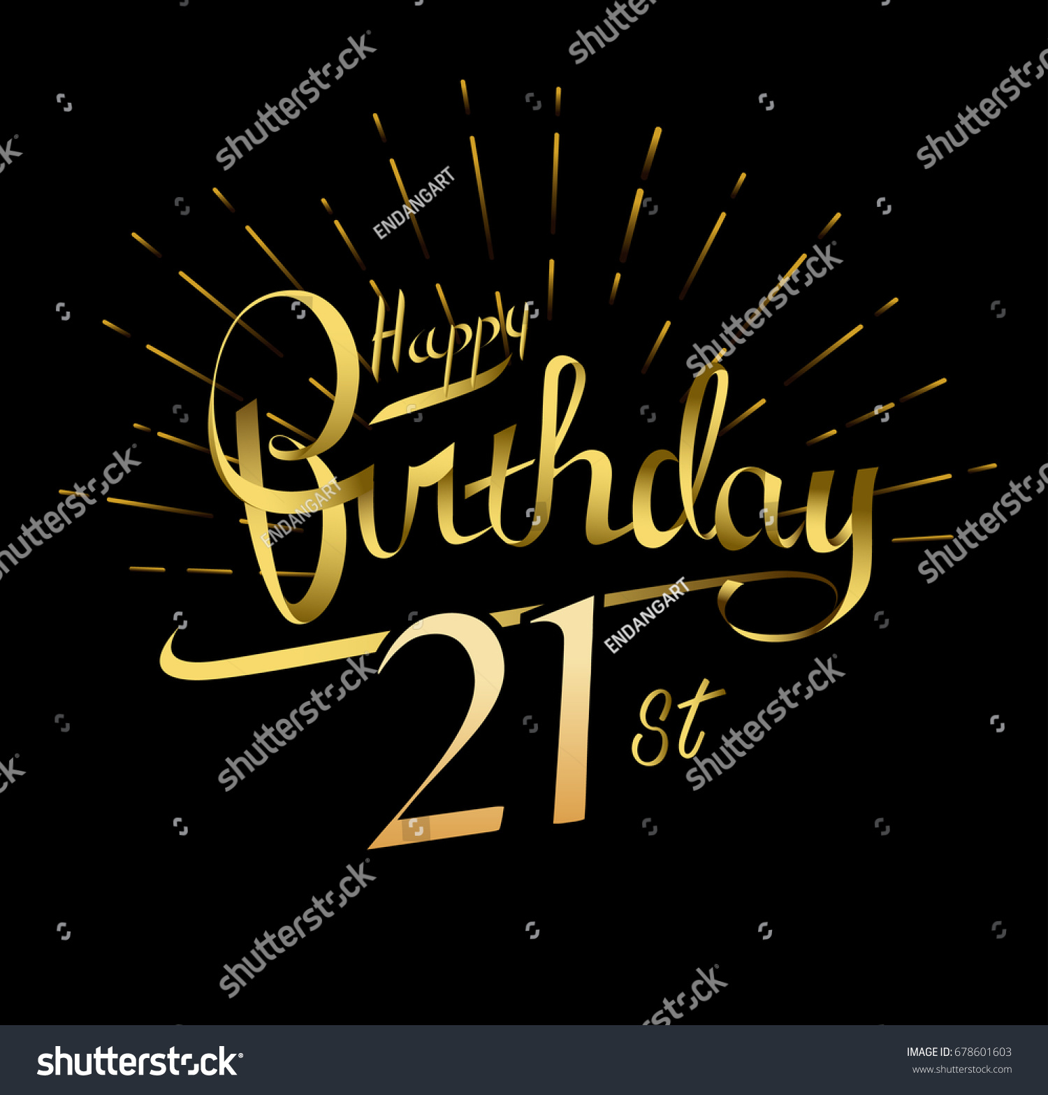 SVG of 21st Happy Birthday logo. Beautiful greeting card poster with calligraphy Word gold fireworks. Hand drawn design elements. Handwritten modern brush lettering on a black background isolated vector svg
