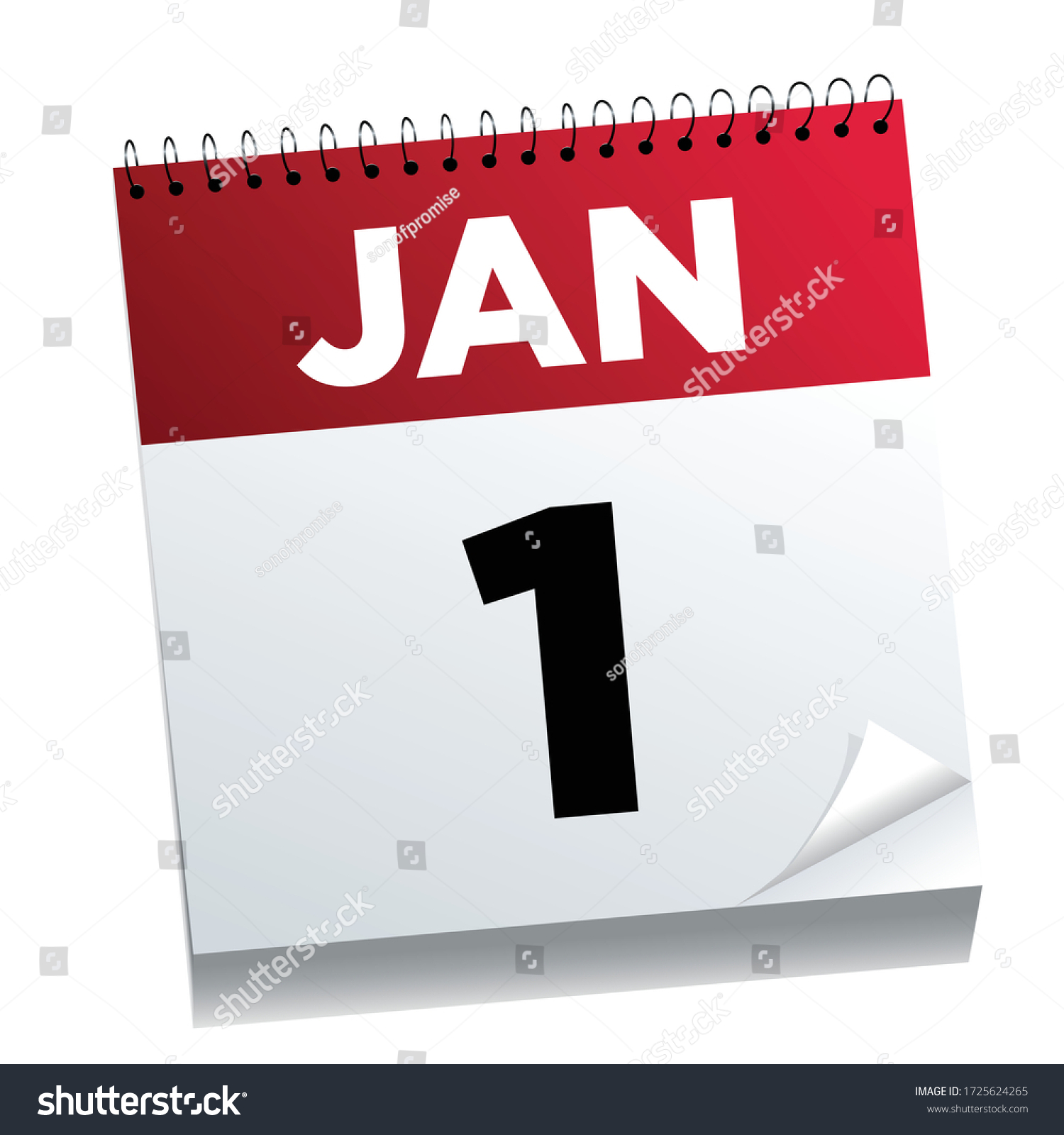 1st January On Calendar Page Illustrated Stock Vector (royalty Free 