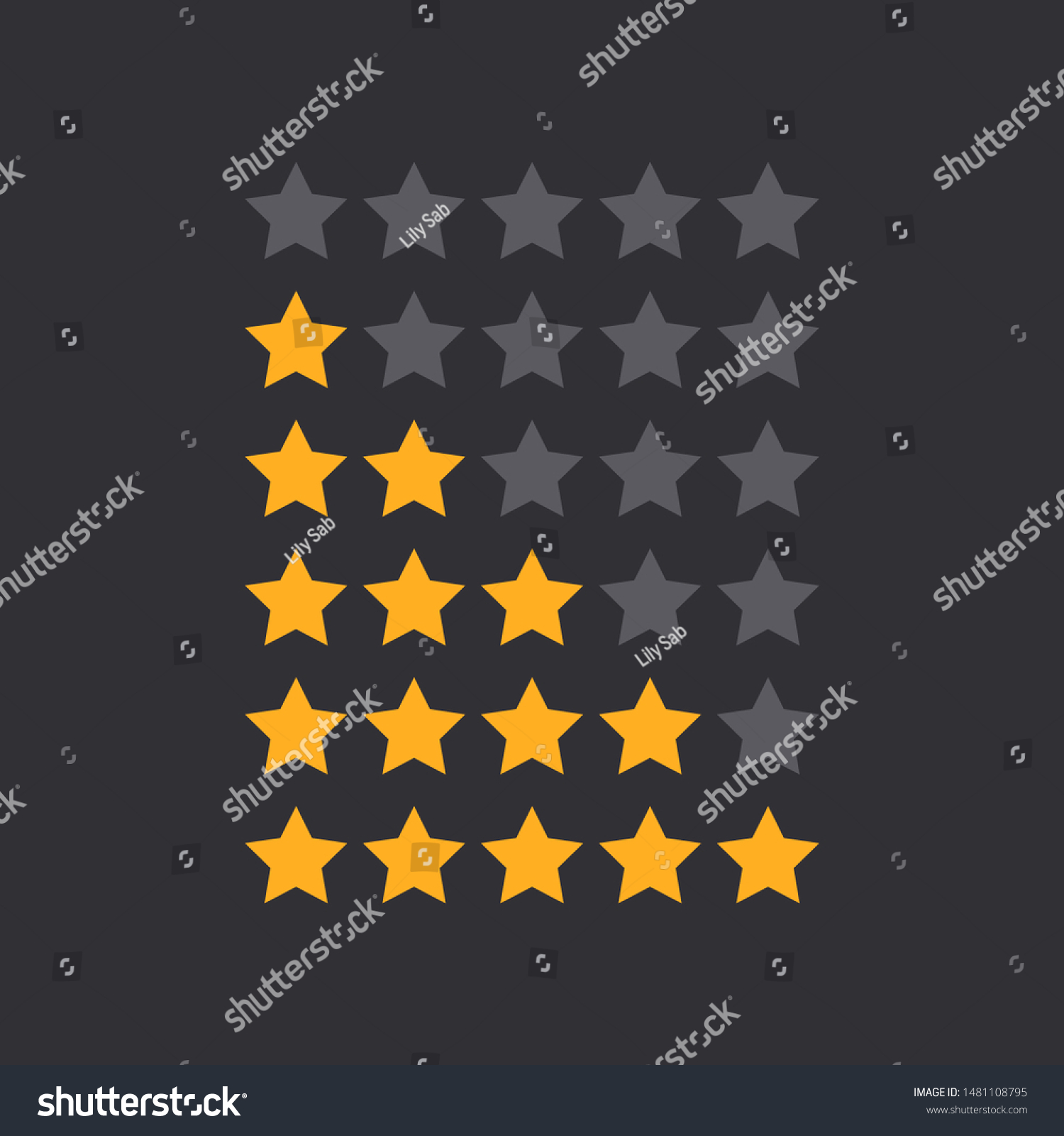 5 Star Rating Icons Vector Illustration Stock Vector Royalty Free