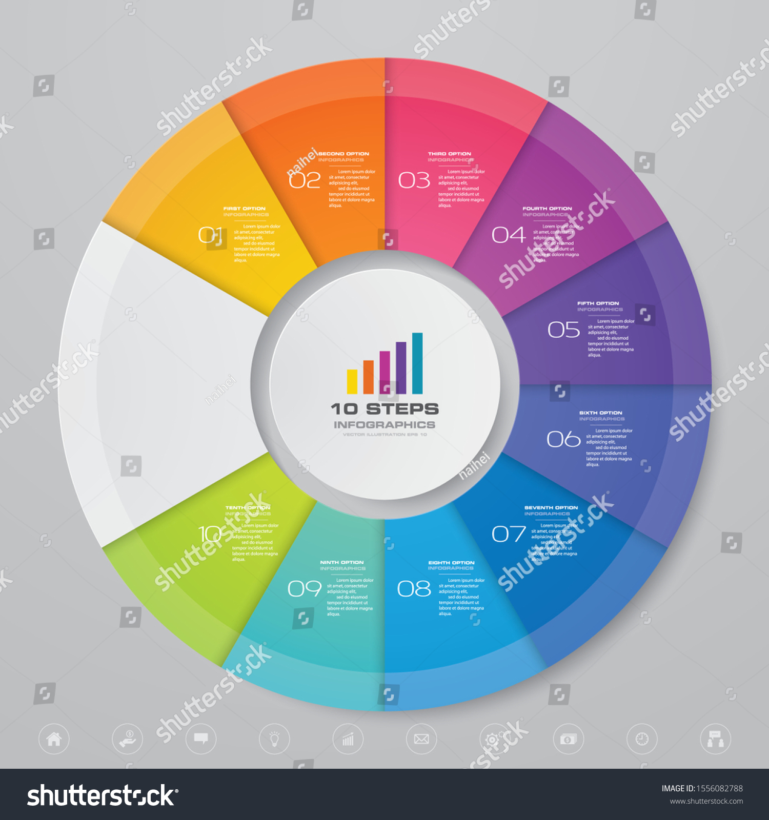 10 Steps Cycle Chart Infographics Elements Stock Vector Royalty Free 1556082788 7874