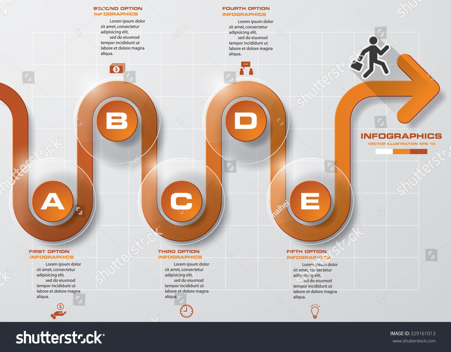 5 steps progress arrow template infographic のベクター画像素材