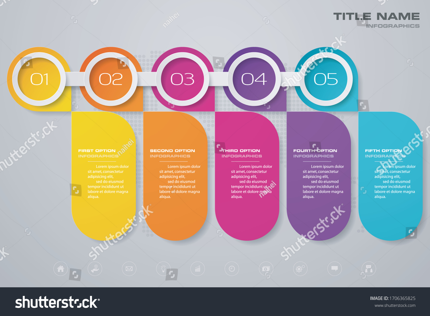 5 Steps Simpleeditable Process Chart Infographics Stock Vector (Royalty ...