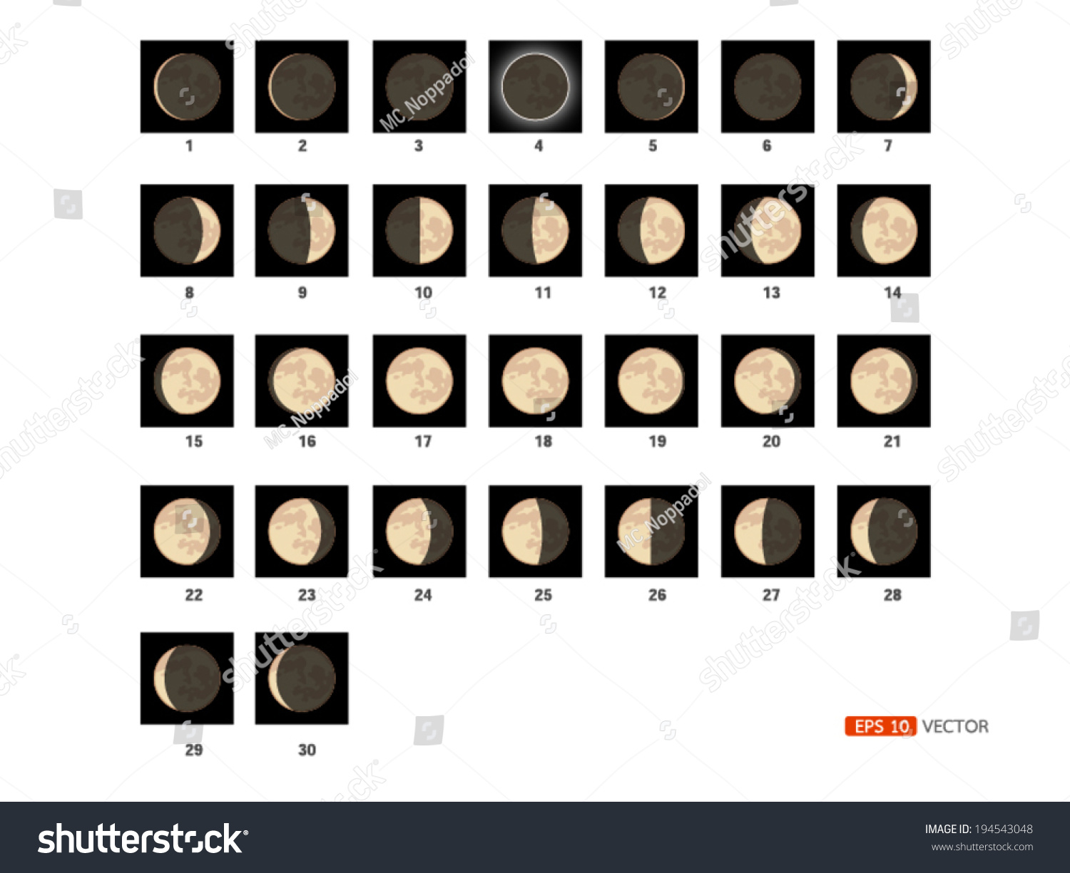 30 Steps Take Lunar Phases Vector Stock Vector (Royalty Free) 194543048