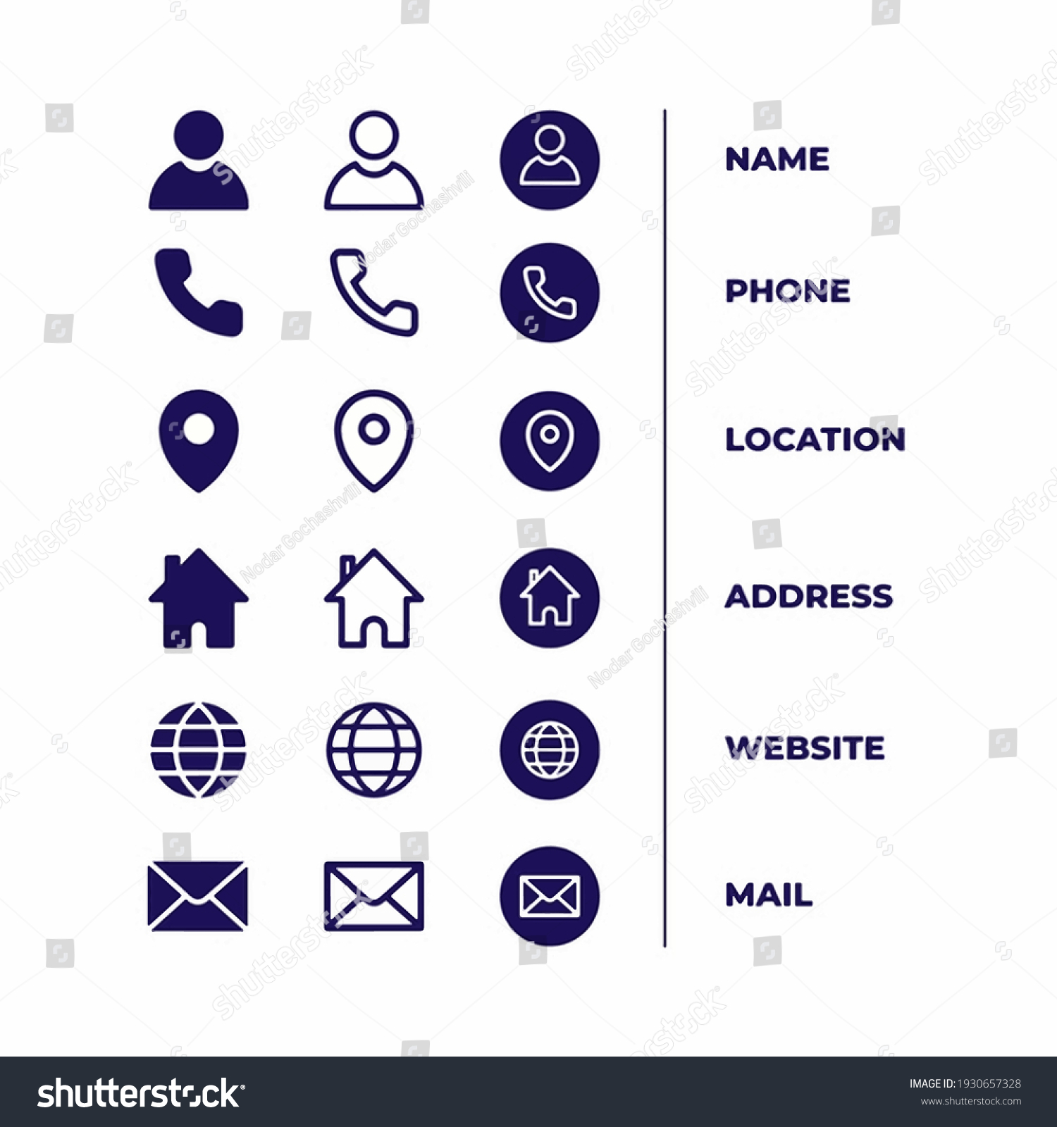 3 Style Contact Icons Pack 3 Stock Vector (Royalty Free) 1930657328 ...