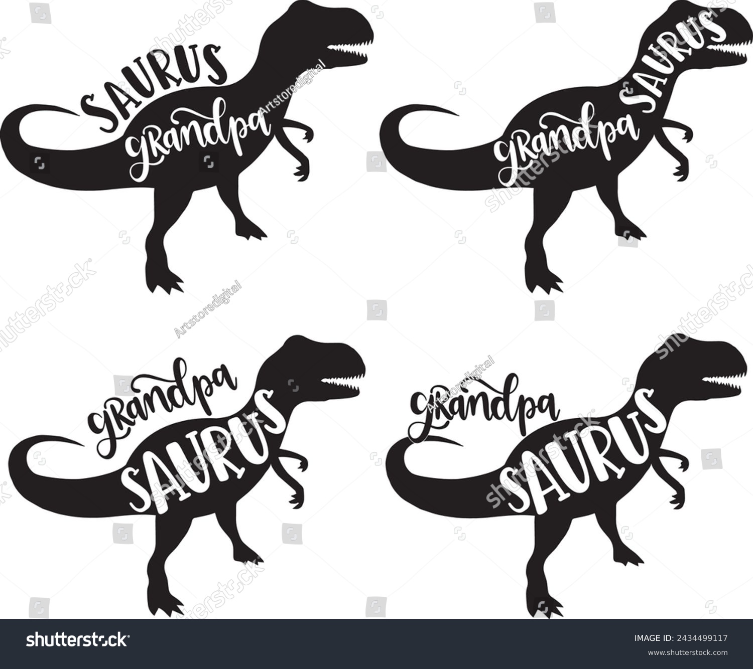 SVG of 4 styles grandpa saurus, family saurus this design is good for printing, scrap booking, gift, mugs, t-shirt and more svg