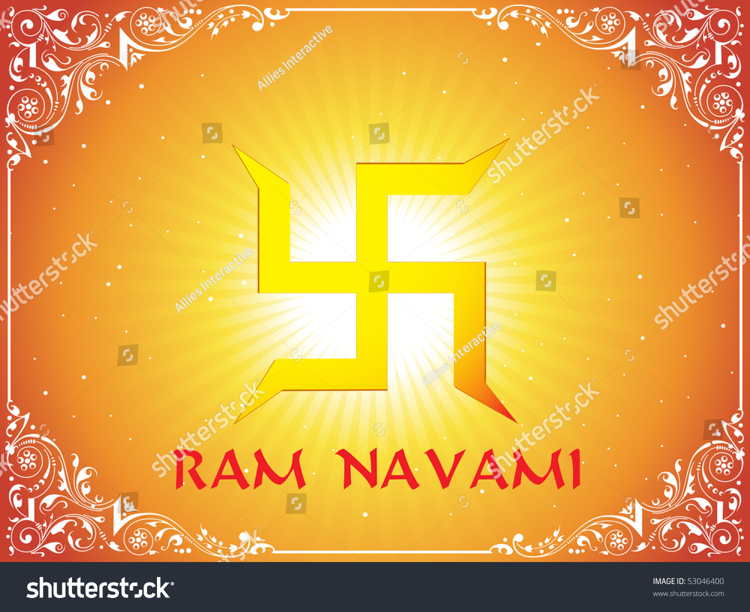 Swastika With Rays Background And Artistic Border Stock Vector ...