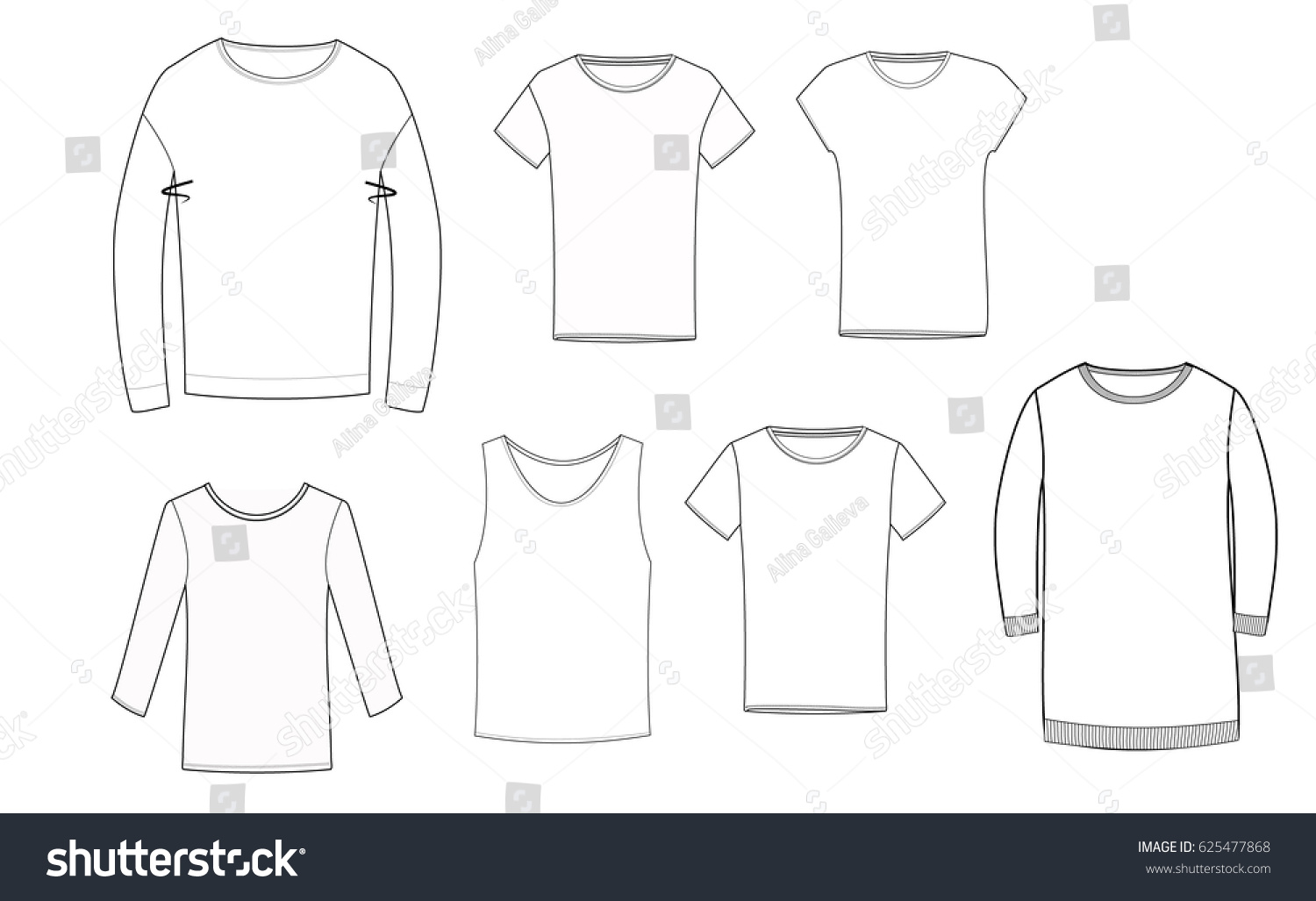 Tshirts Longsleeves St Fashion Technical Drawing Stock Vector (Royalty ...