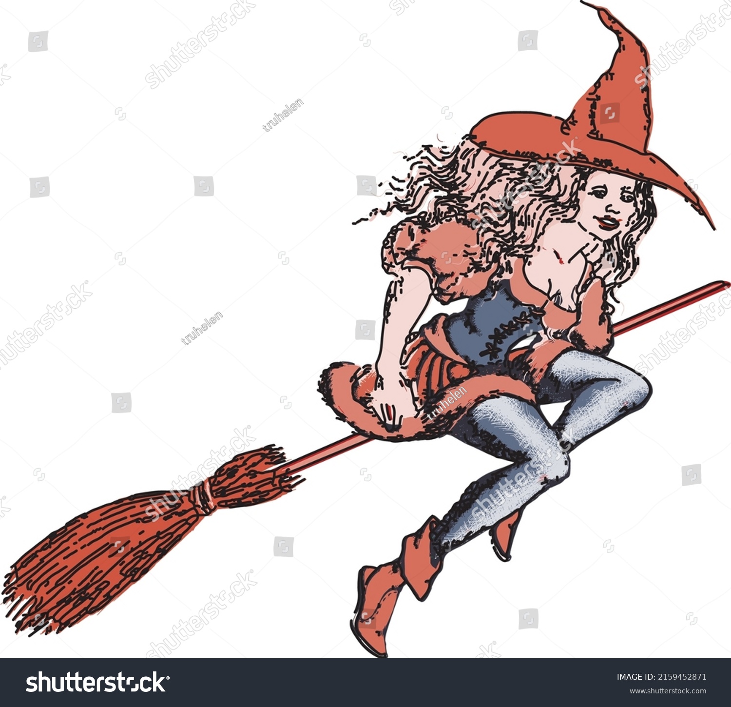 Tattoo Traditional Style Pin Witch Girl Stock Vector (Royalty Free ...