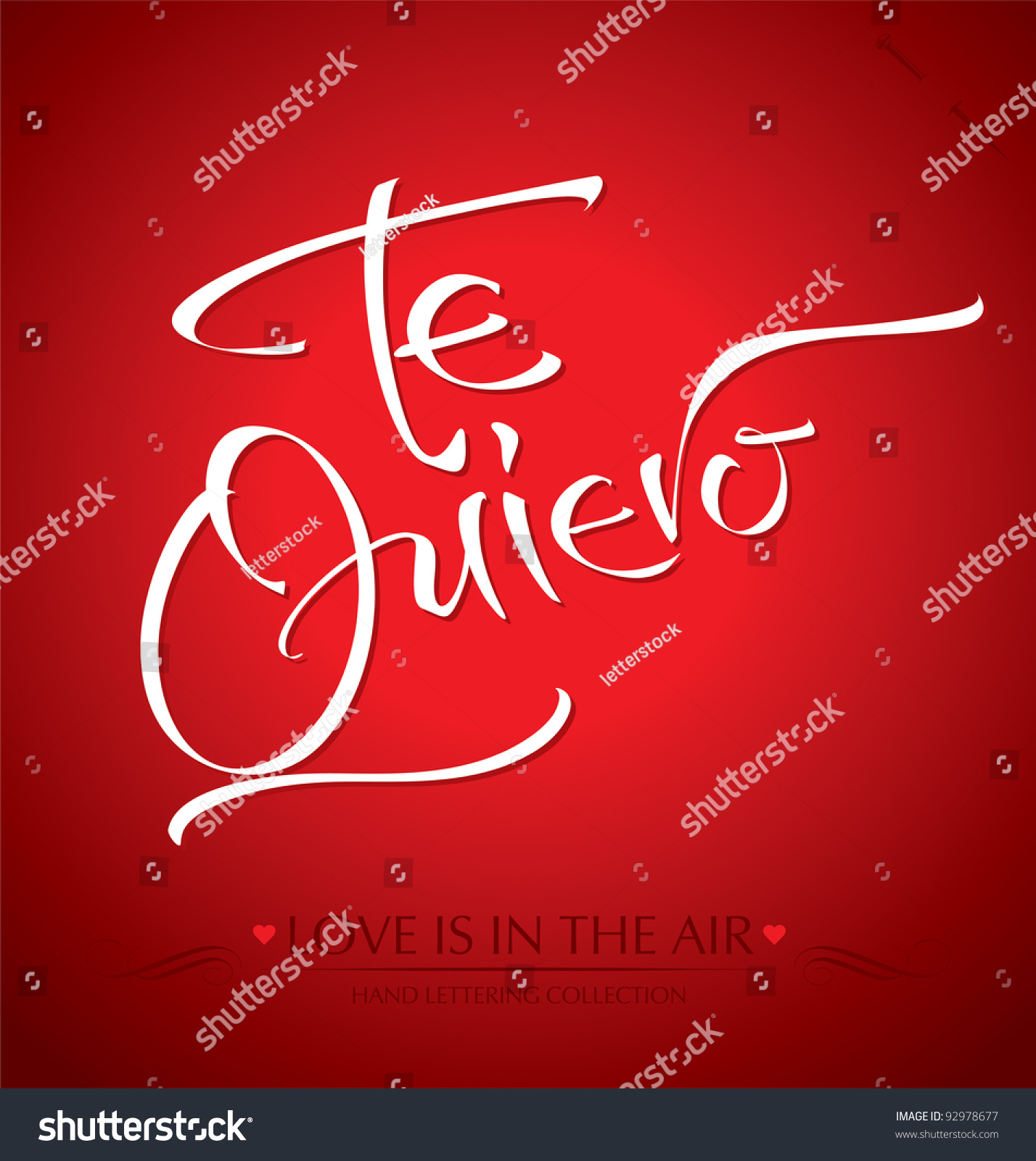 Te Quiero Hand Lettering Handmade Calligraphy Stock Vector 92978677 ...