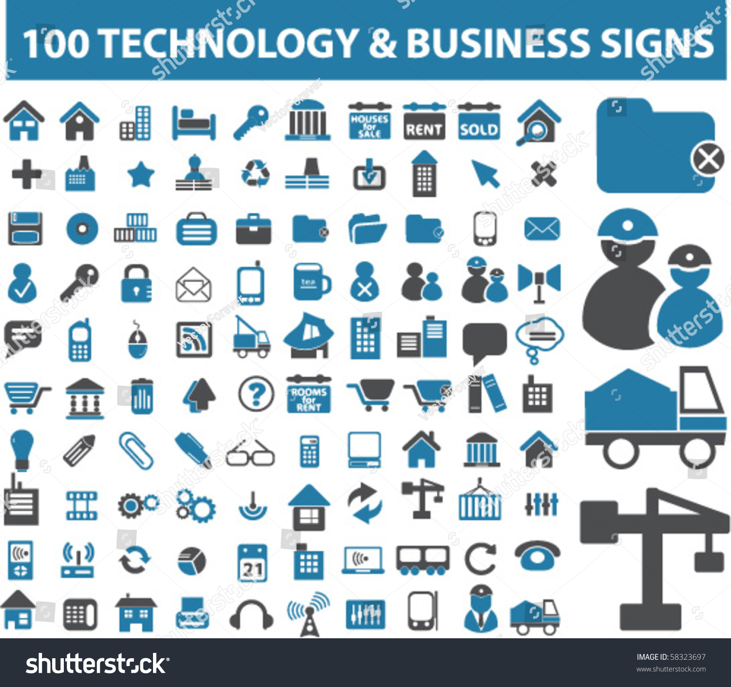 100 Technology & Business Signs. Vector - 58323697 : Shutterstock