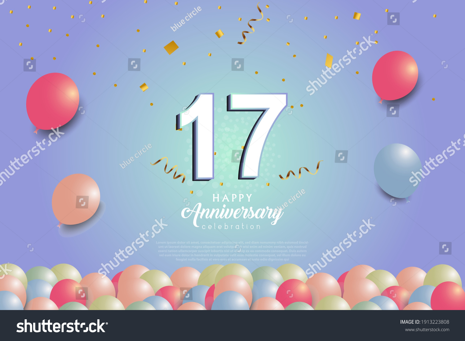 17th Anniversary Background 3d Number Balloons Stock Vector (Royalty ...