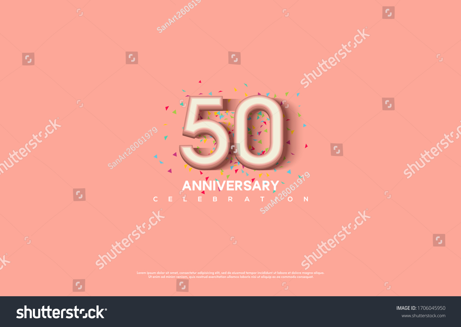 SVG of 50th anniversary background with illustrations of white numbers and pink color on the edges of numbers. svg