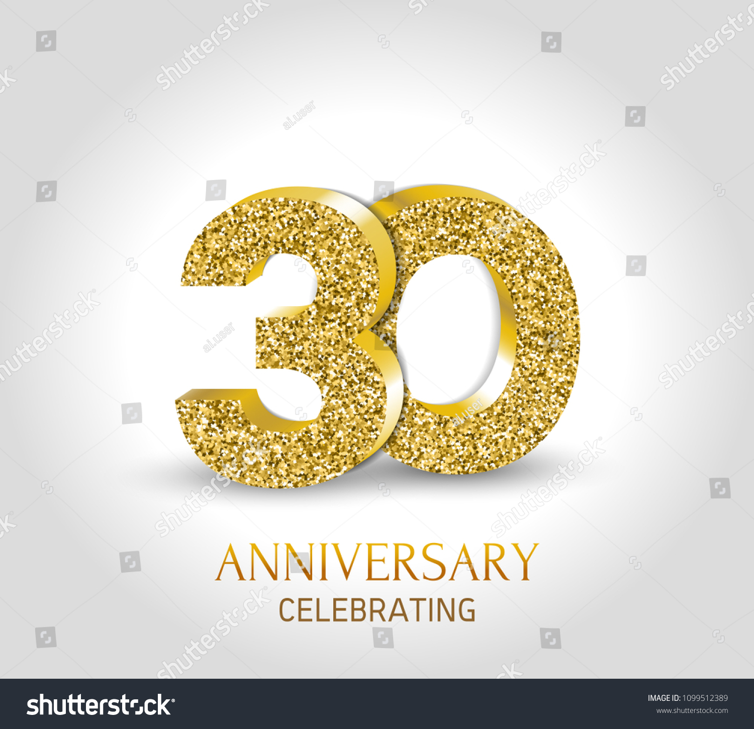 30th Anniversary Card Template 3d Gold Stock Vector (Royalty Free ...