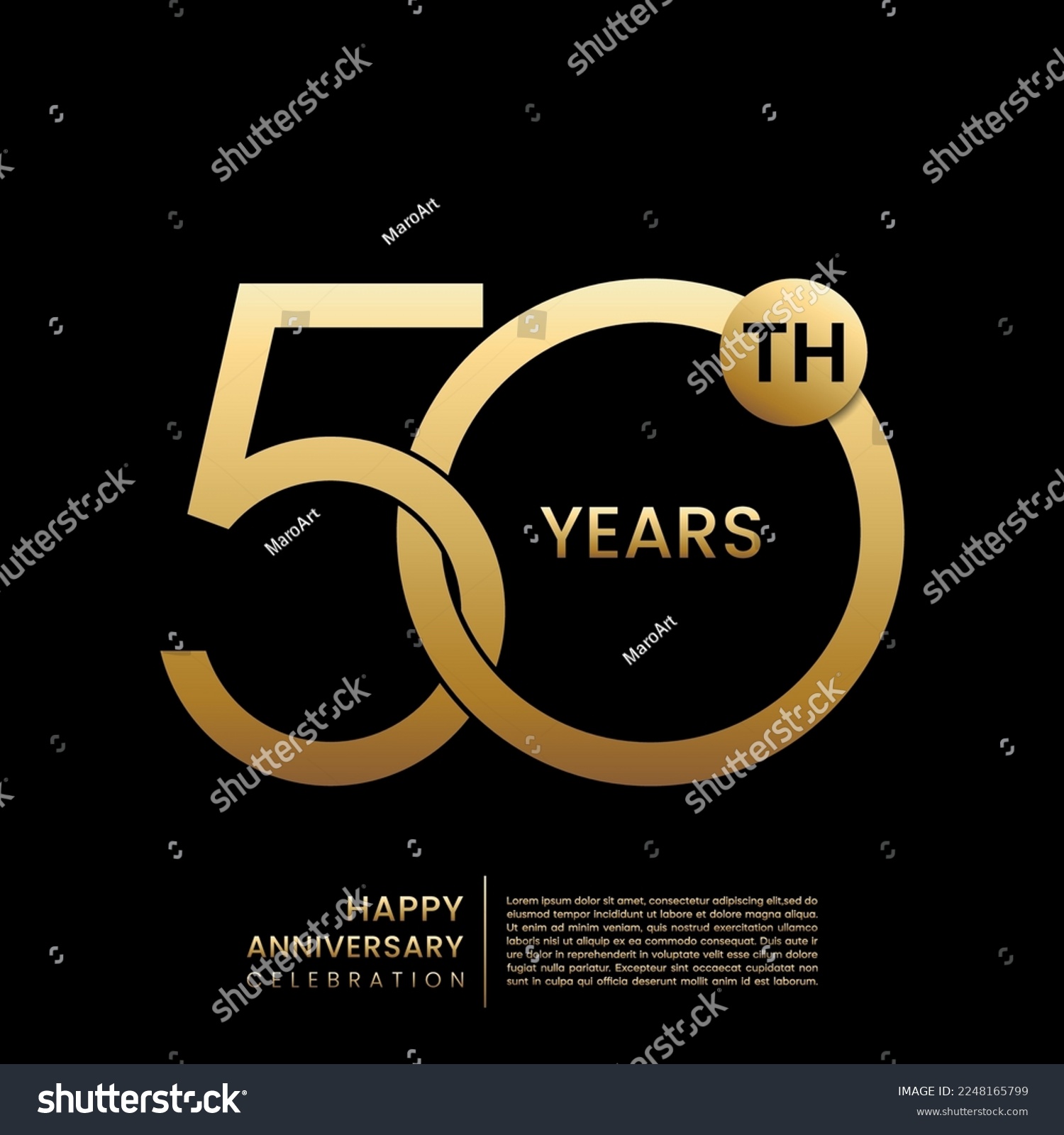 SVG of 50th Anniversary Celebration. Anniversary logo design with gold color for celebration event, invitation, banner, poster, flyer, greeting card. Logo Vector Illustration svg
