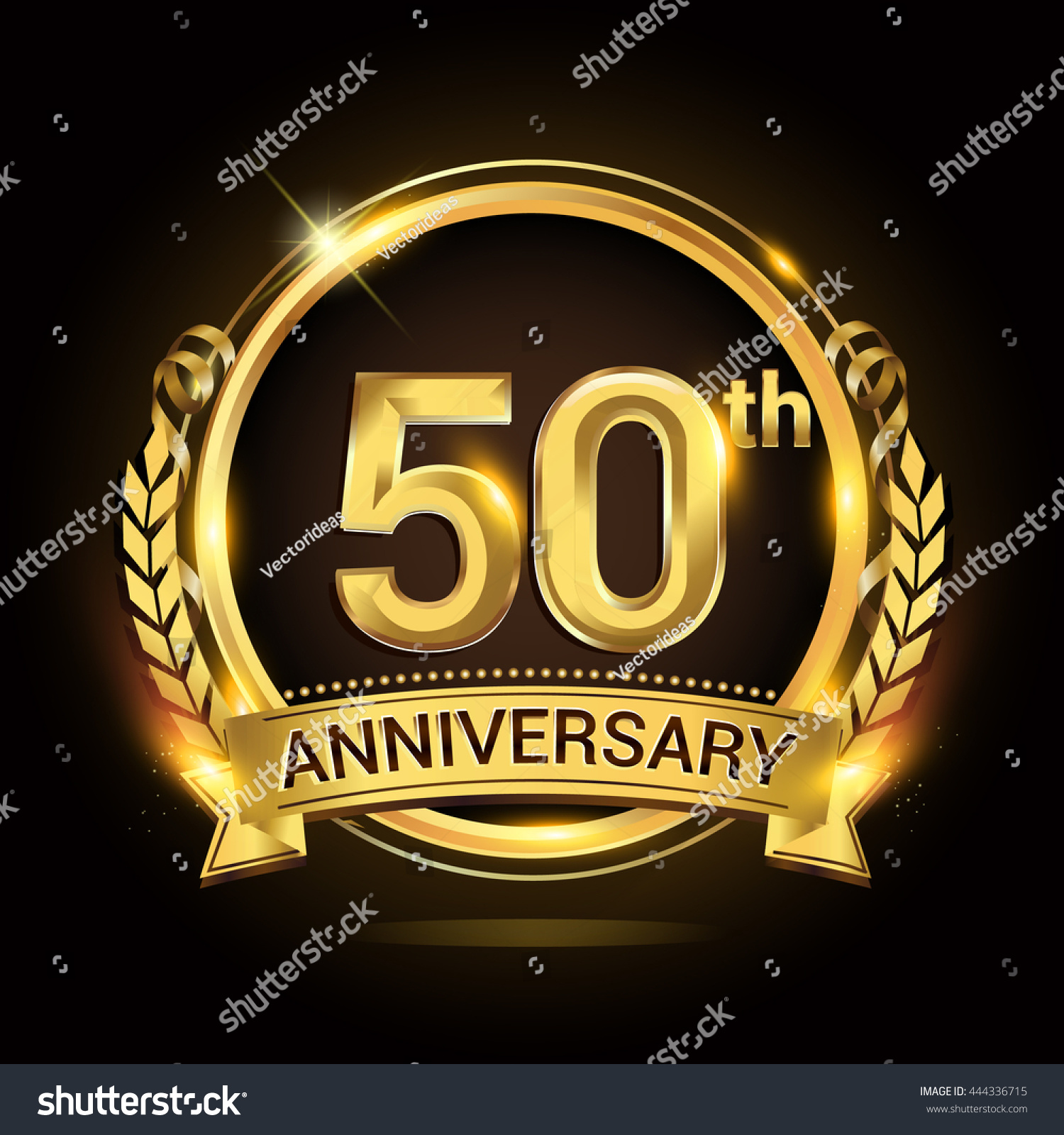 50th Anniversary Celebration Logo Golden Ring Stock Vector 444336715 ...