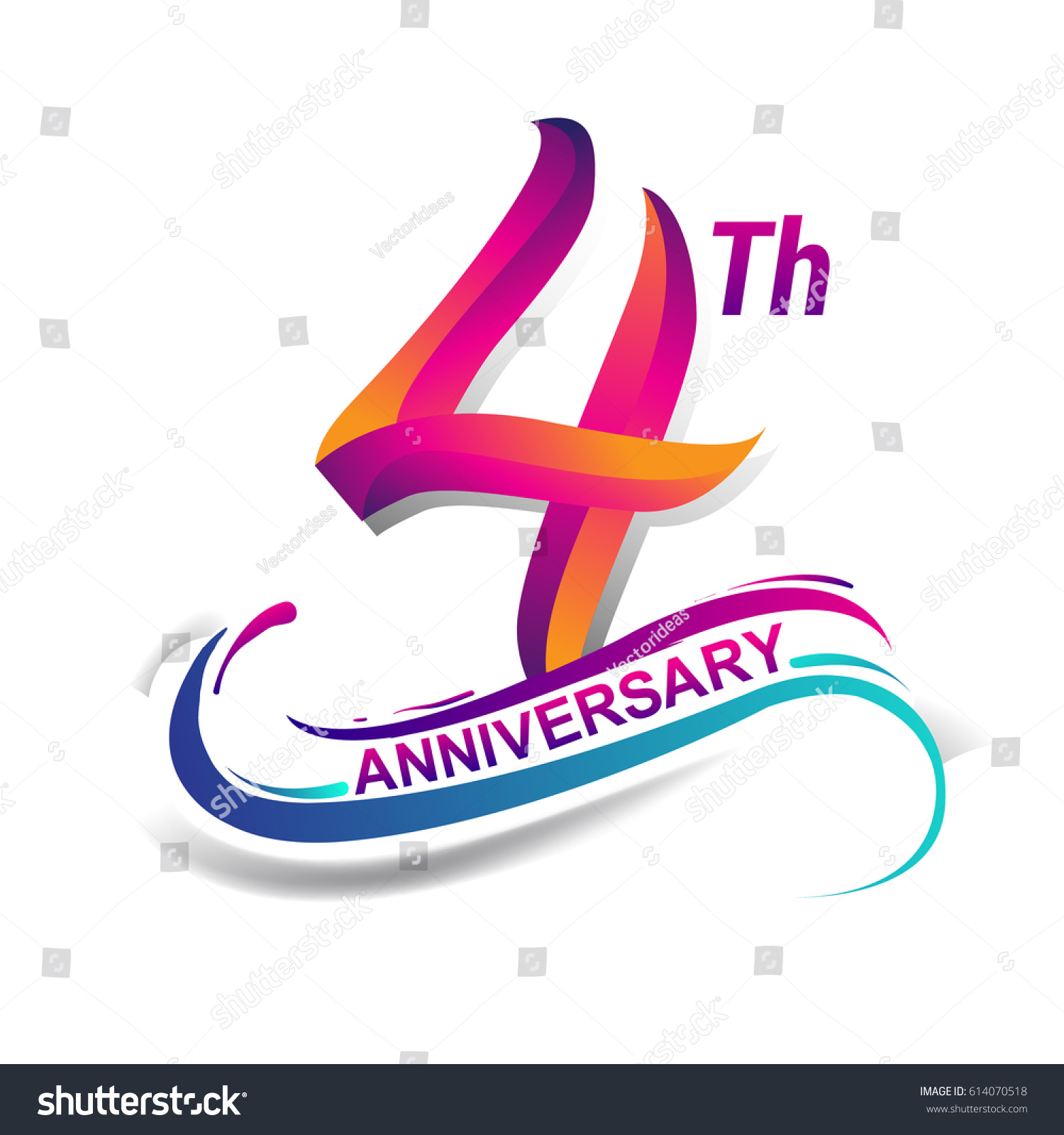 SVG of 4th anniversary celebration logotype blue and red colored. four years birthday logo on white background. svg
