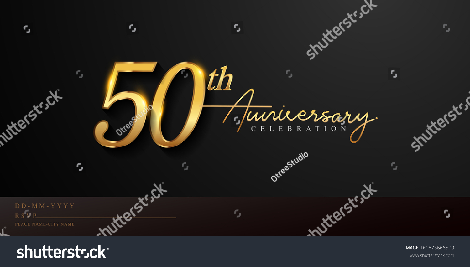 SVG of 50th anniversary celebration logotype with handwriting golden color elegant design isolated on black background. vector anniversary for celebration, invitation card, and greeting card. svg
