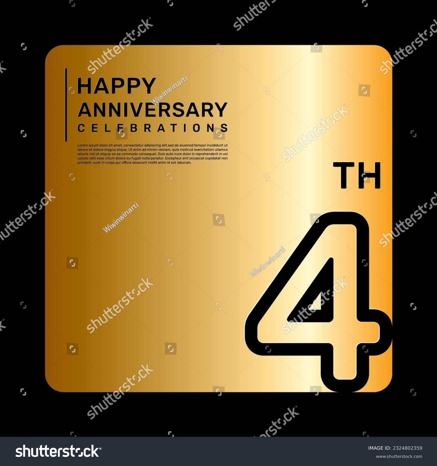 SVG of 4th anniversary celebration template design with simple and luxury style in golden color svg
