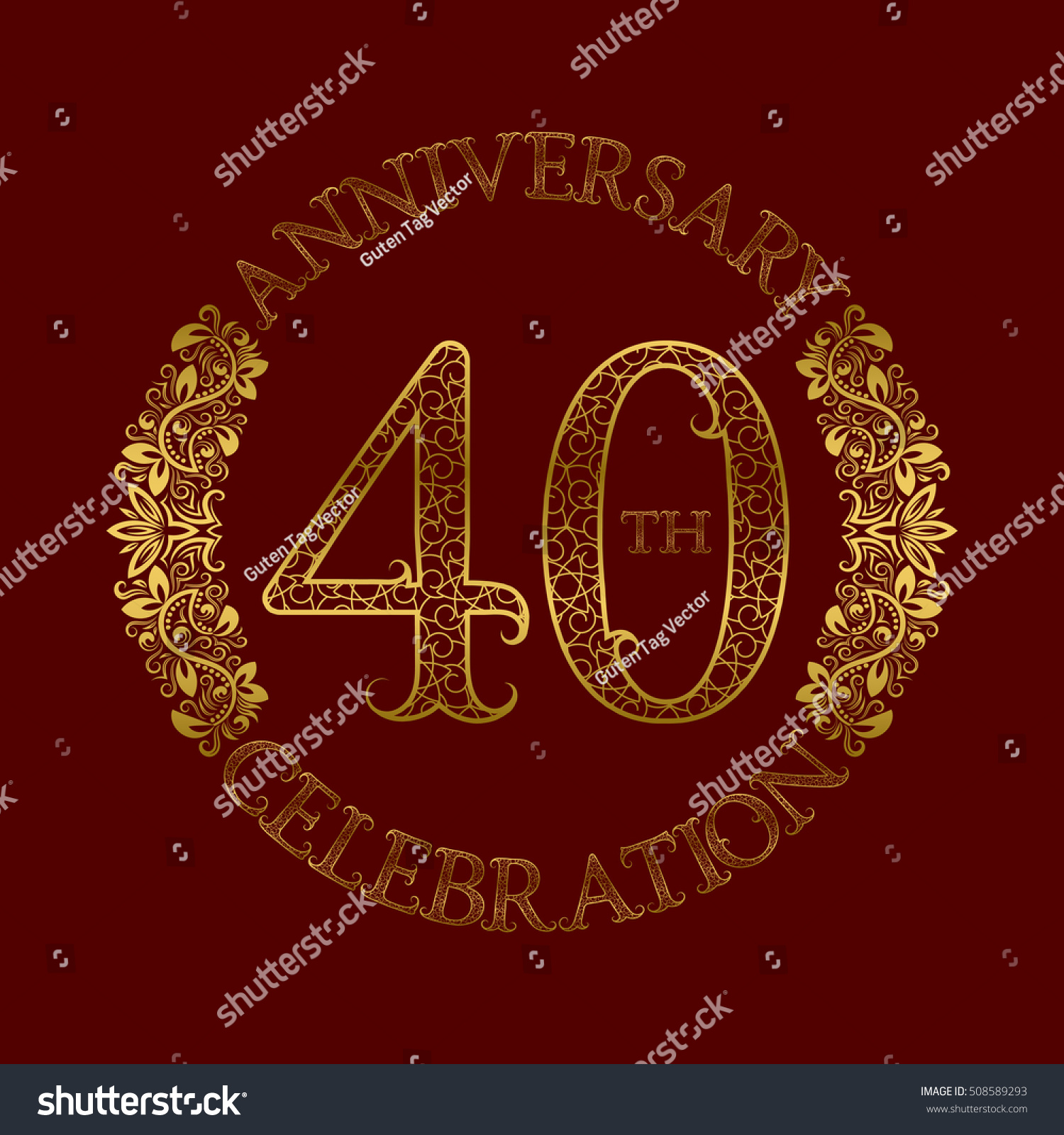 40th Anniversary Celebration Vintage Patterned Logo Stock Vector ...