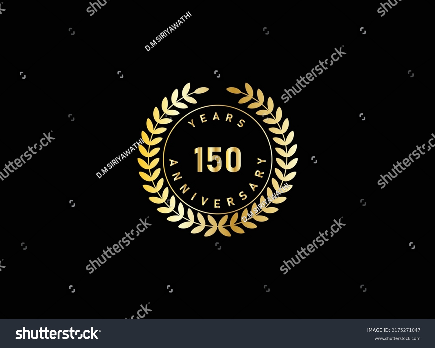 150th Anniversary Celebration Gold Glitter Color Stock Vector (Royalty ...