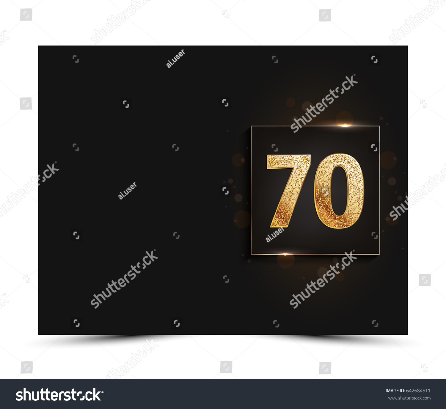 SVG of 70th anniversary decorated greeting / invitation card template with gold elements. svg