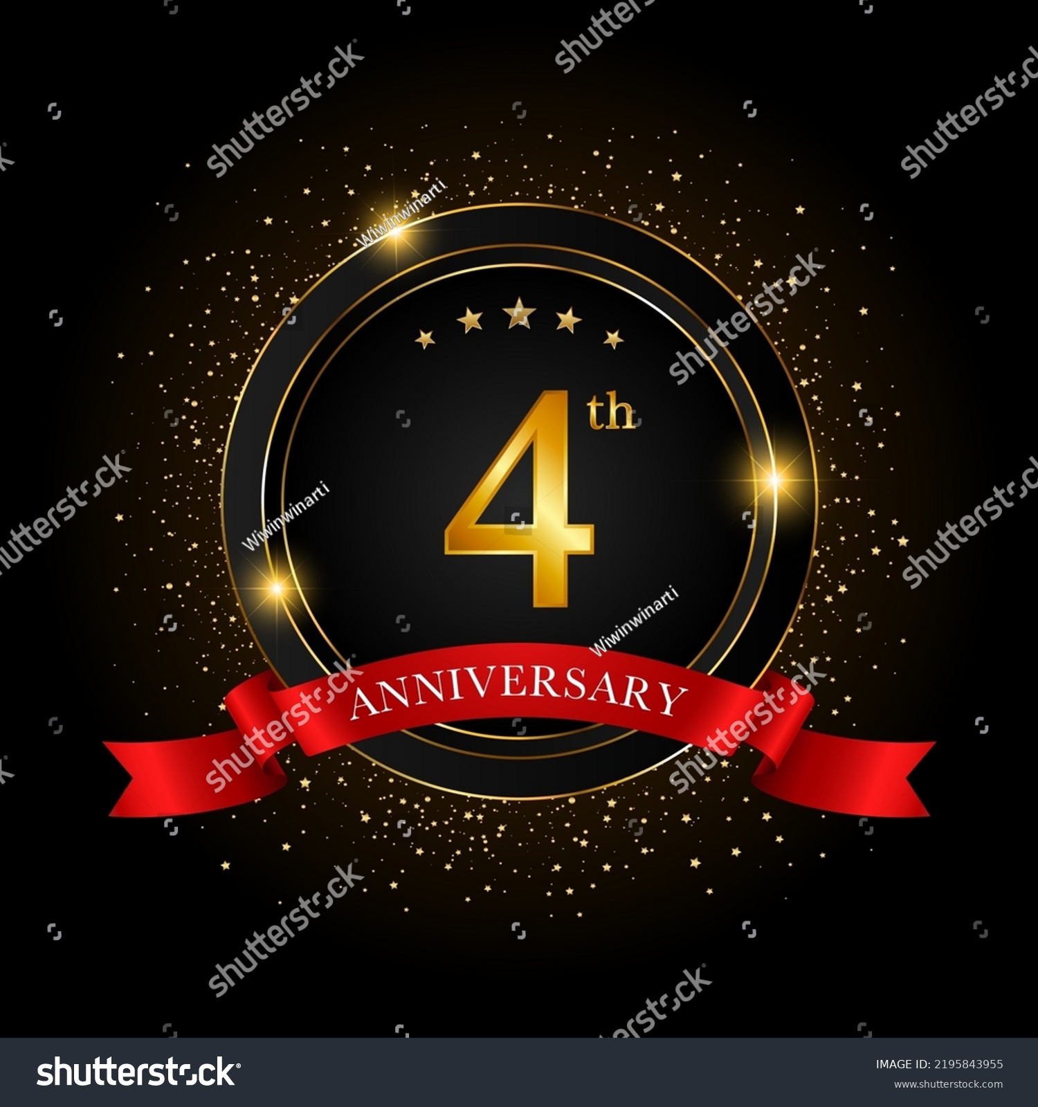 SVG of 4th Anniversary. Golden anniversary celebration template design, Vector illustrations. svg
