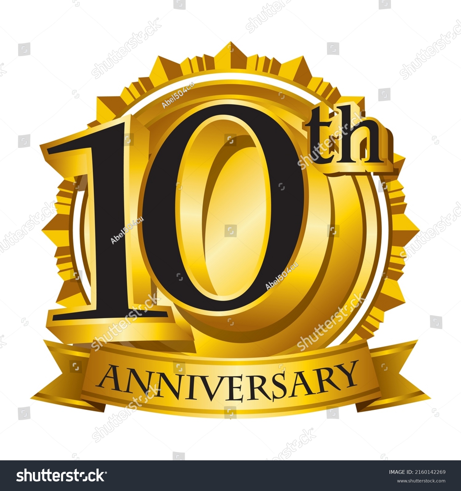 10th Anniversary Golden Logo Vector Stock Vector (Royalty Free ...