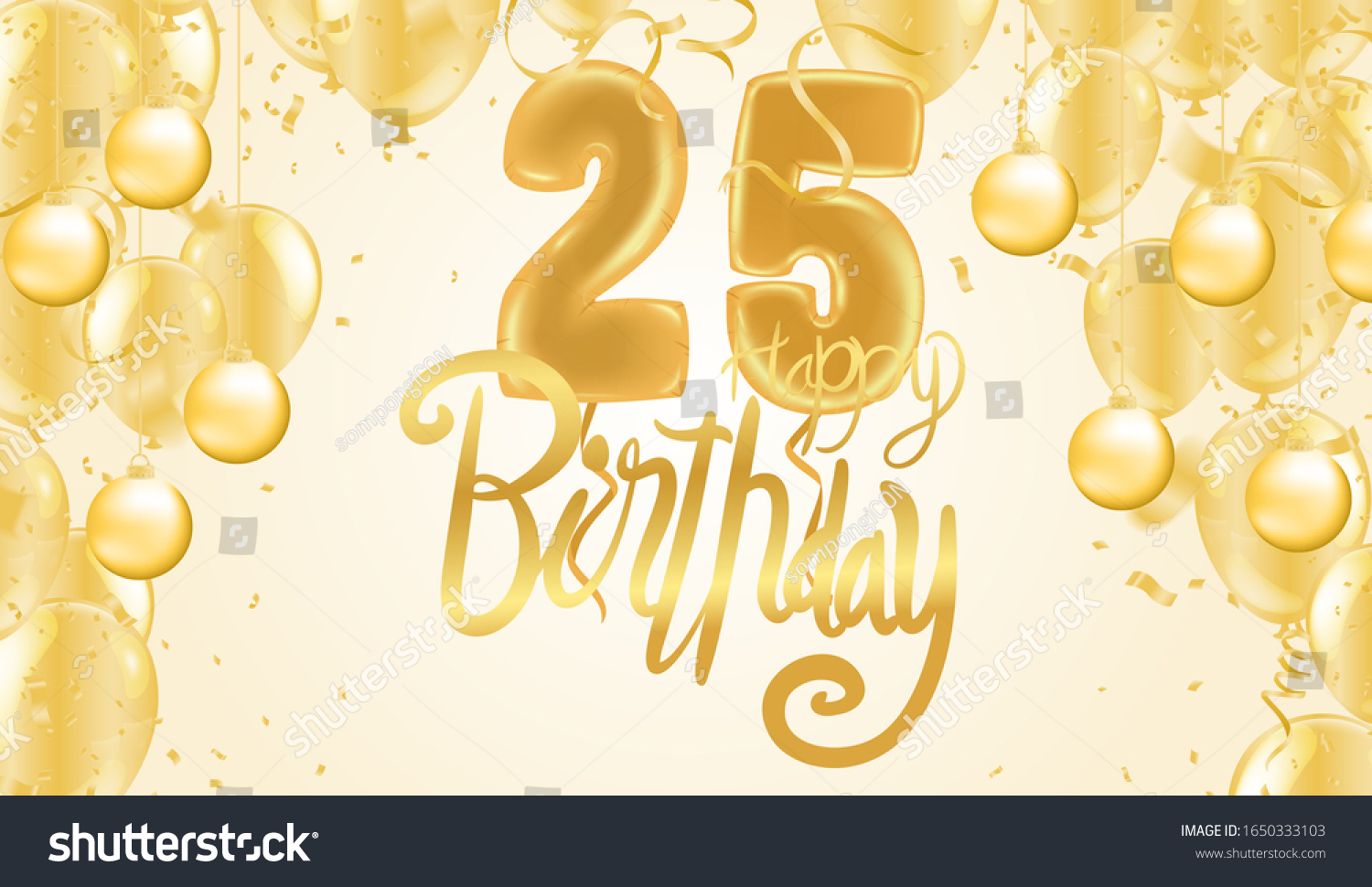 25th Anniversary Happy Birthday Party Gold Stock Vector (Royalty Free ...