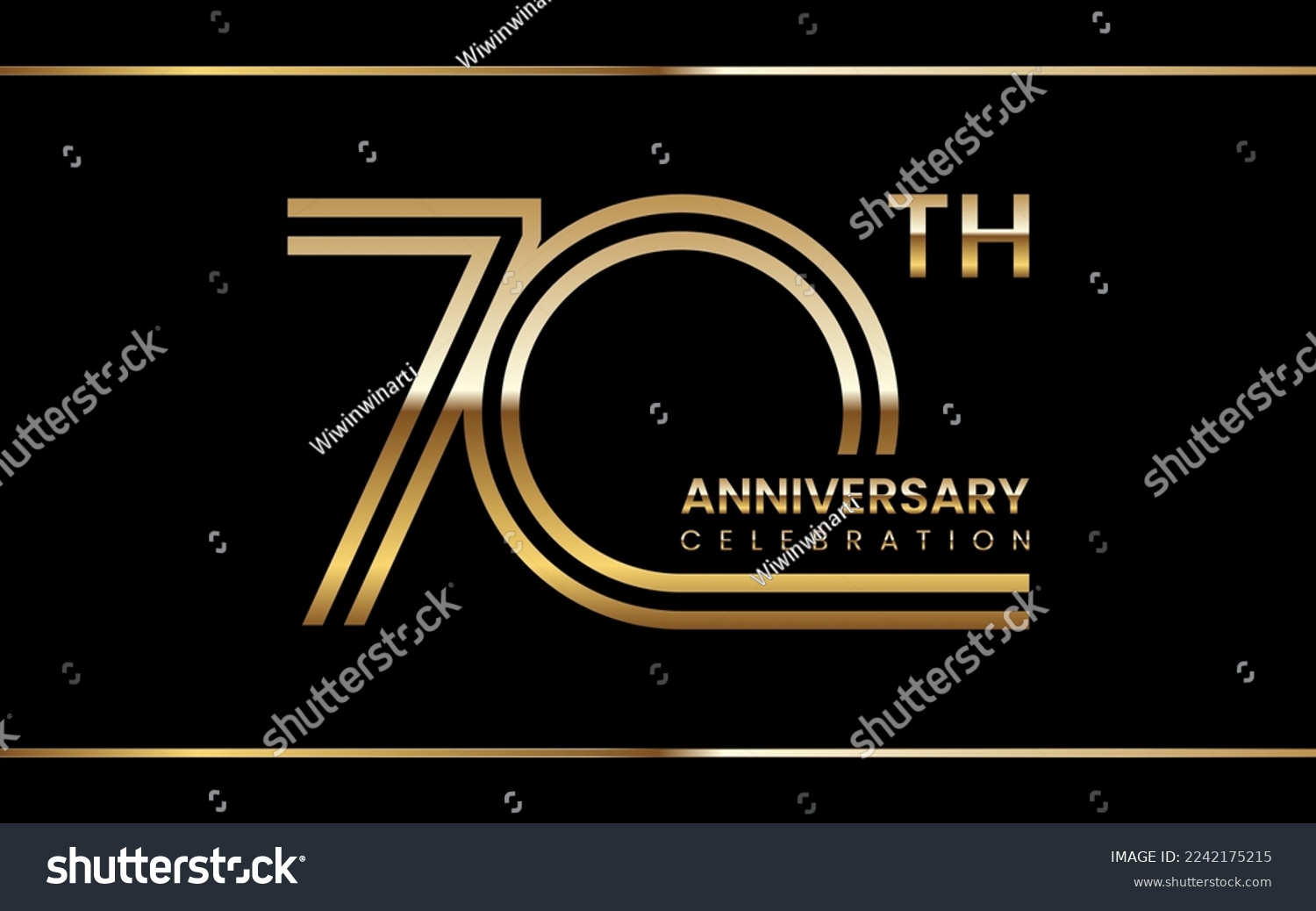 SVG of 70th anniversary logo design with double line concept. Logo Vector Illustration svg