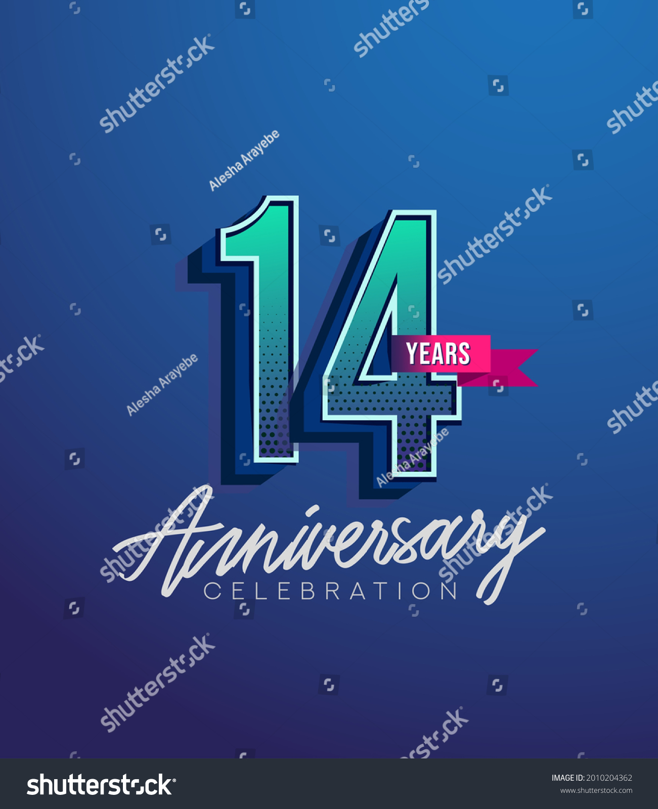 14th Anniversary Logo Design Ribbon Elegant Stock Vector (Royalty Free ...