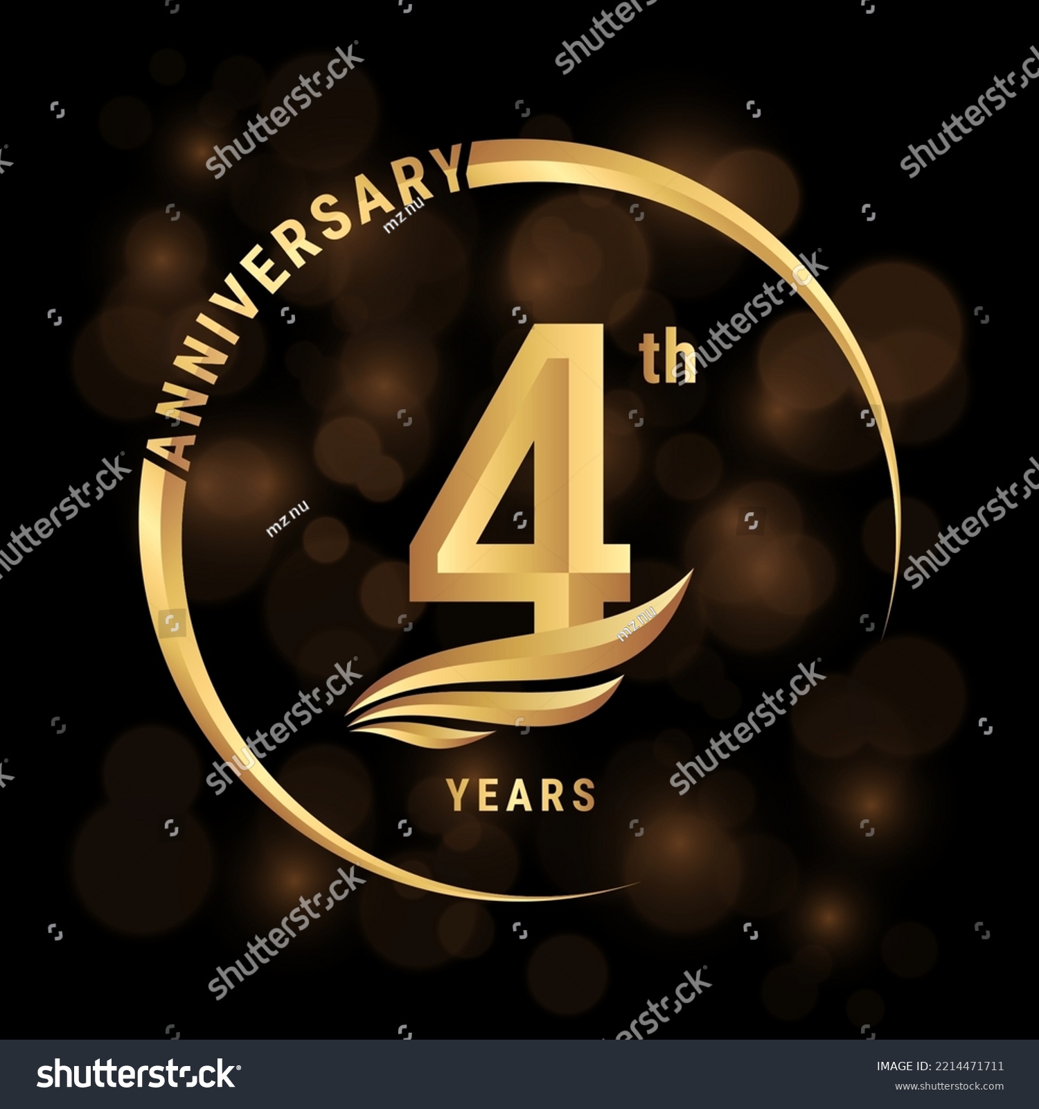 SVG of 4th Anniversary Logo, Logo design with gold color wings for poster, banner, brochure, magazine, web, booklet, invitation or greeting card. Vector illustration svg