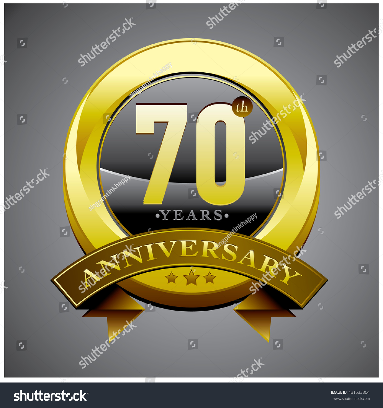 70th Anniversary Logo Gold Ribbon Anniversary Stock Vector (Royalty ...