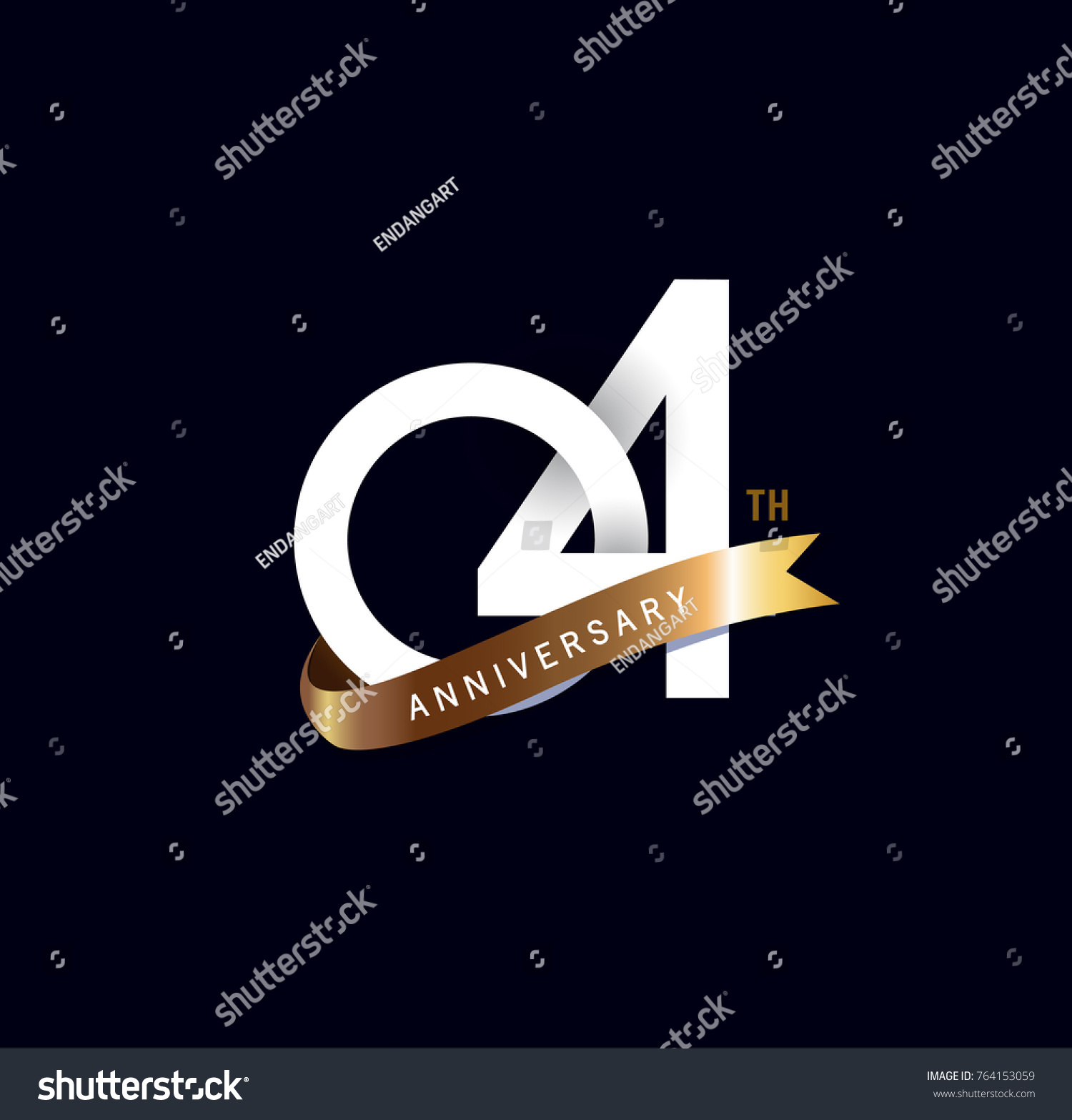 SVG of 4th anniversary logo with gold ribbon. template design for web, game ,Creative poster, booklet, leaflet, flyer, magazine, invitation card svg