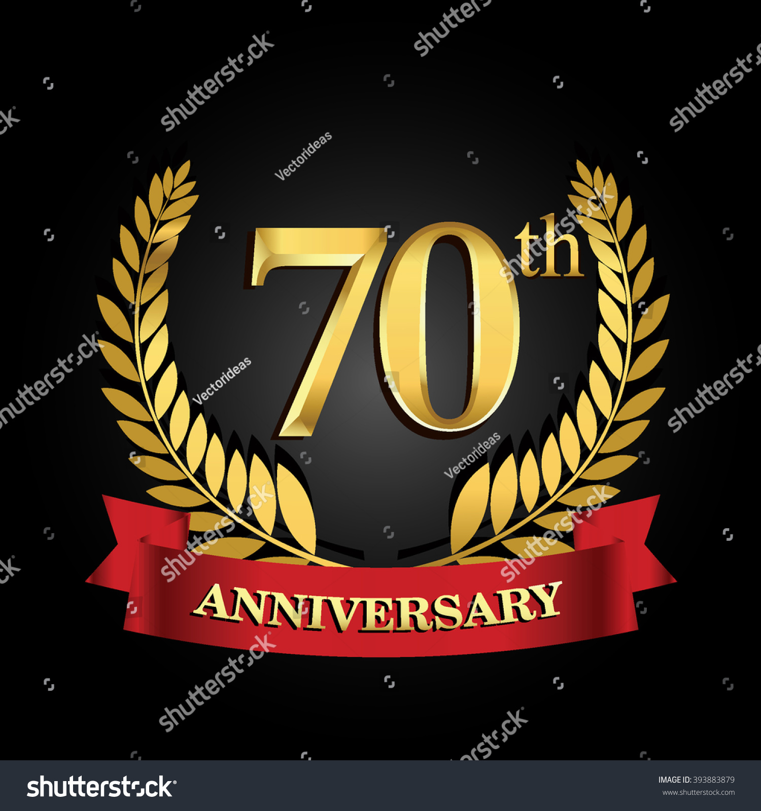 70th-anniversary-logo-red-ribbon-golden-stock-vector-393883879