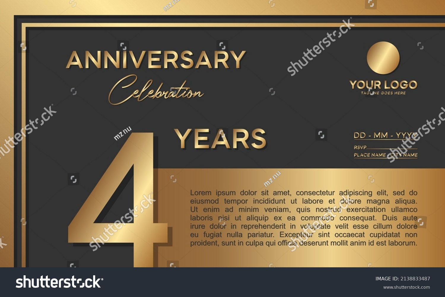 SVG of 4th anniversary logotype. Golden anniversary celebration template design for booklet, leaflet, magazine, brochure poster, banner, web, invitation or greeting card. Vector illustrations. svg