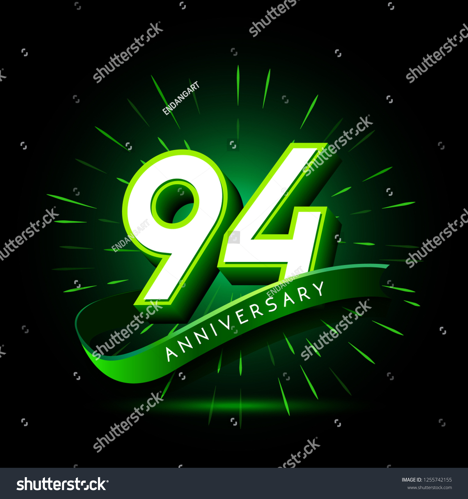 94th Anniversary Neon Text Vector Design Stock Vector (Royalty Free ...