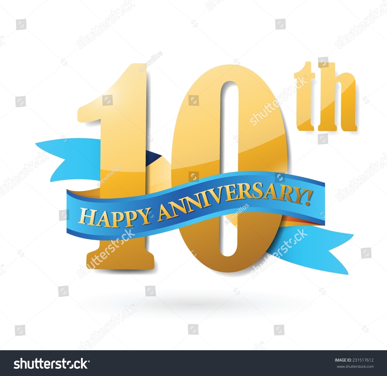 10th Anniversary Ribbon Sign Illustration Design Over A White ...