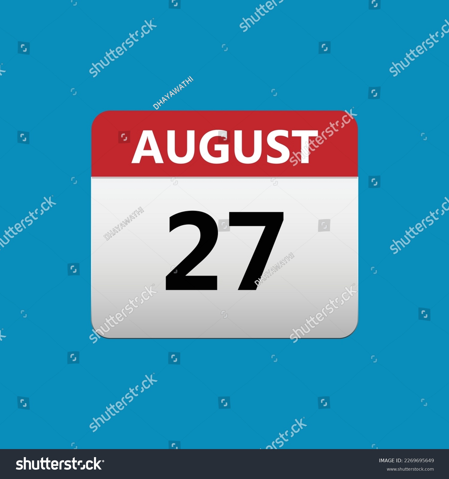 SVG of 27th August calendar icon. August 27 calendar Date Month icon. Isolated on blue background svg