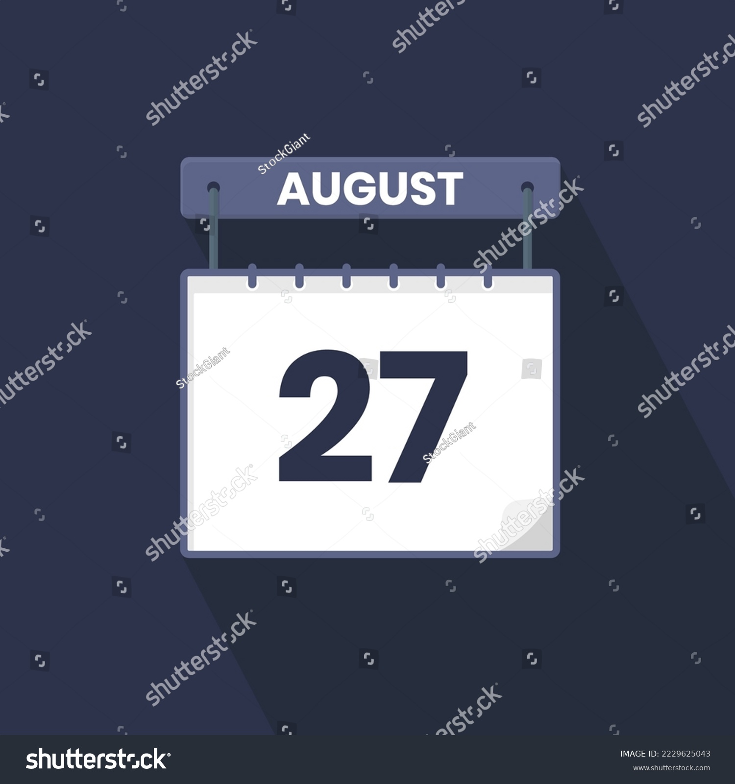 SVG of 27th August calendar icon. August 27 calendar Date Month icon vector illustrator svg