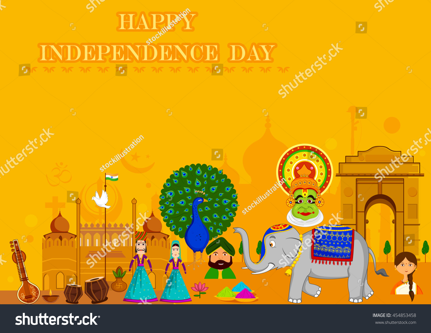 15th August Happy Independence Day India Stock Vector (Royalty Free ...