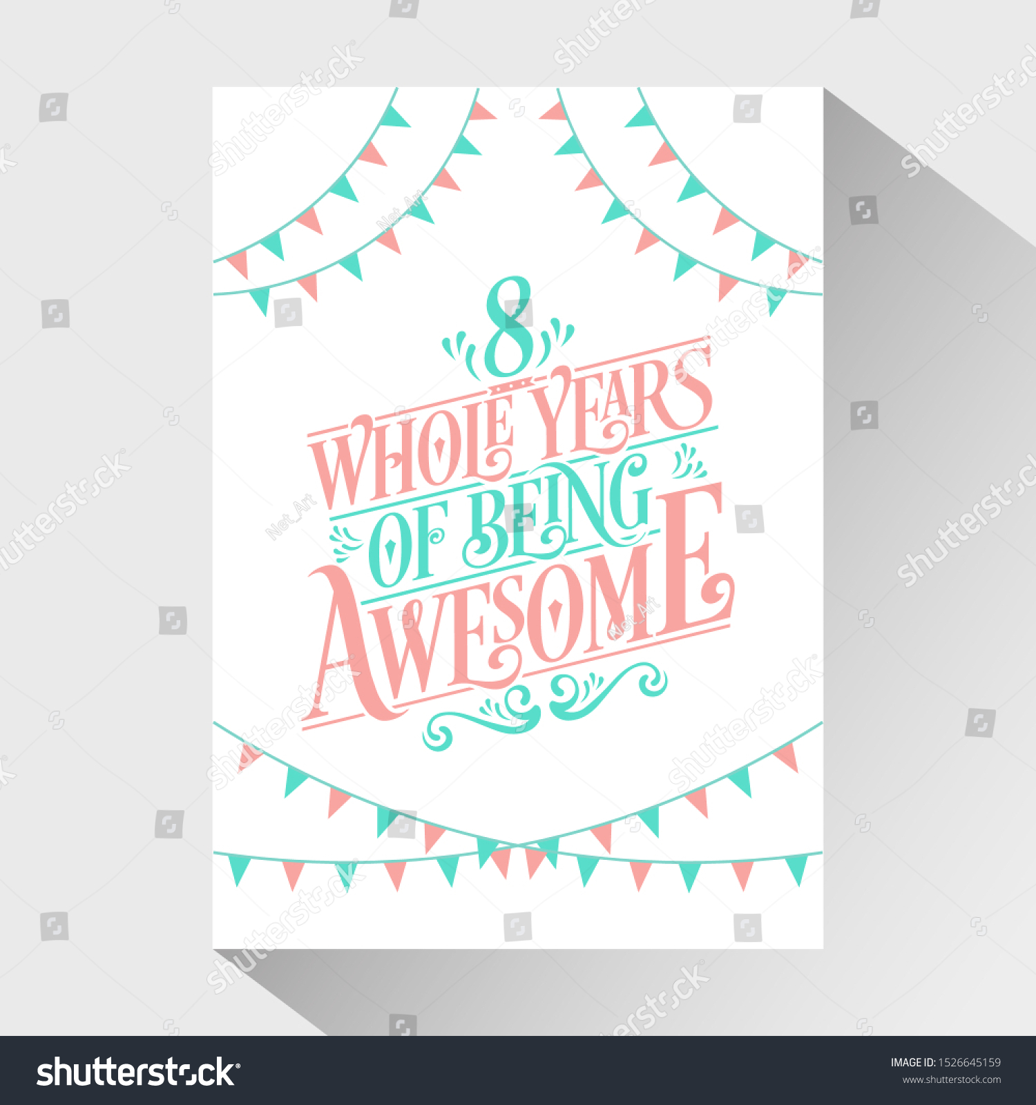 8th Birthday 8th Wedding Anniversary Typography Stock Vector (Royalty