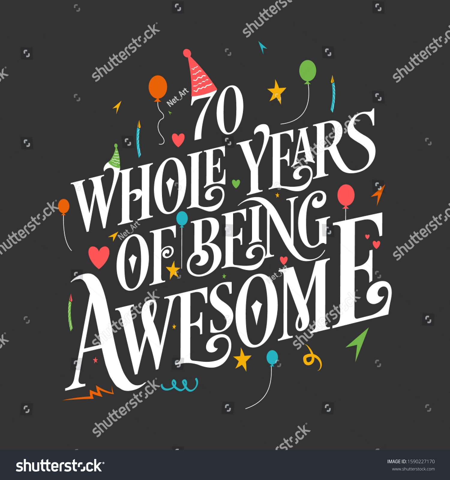 SVG of 70th Birthday And 70th Wedding Anniversary Typography Design 