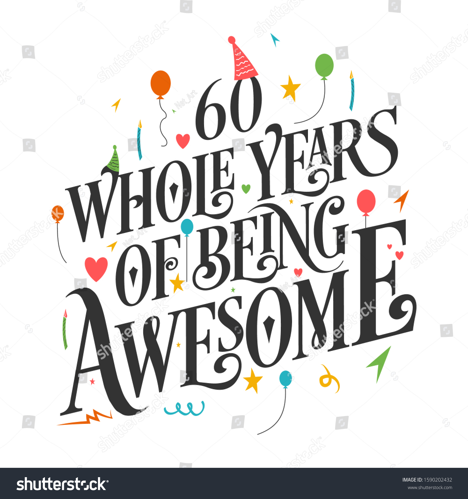 60th Birthday 60 Years Weeding Anniversary Stock Vector (Royalty Free ...