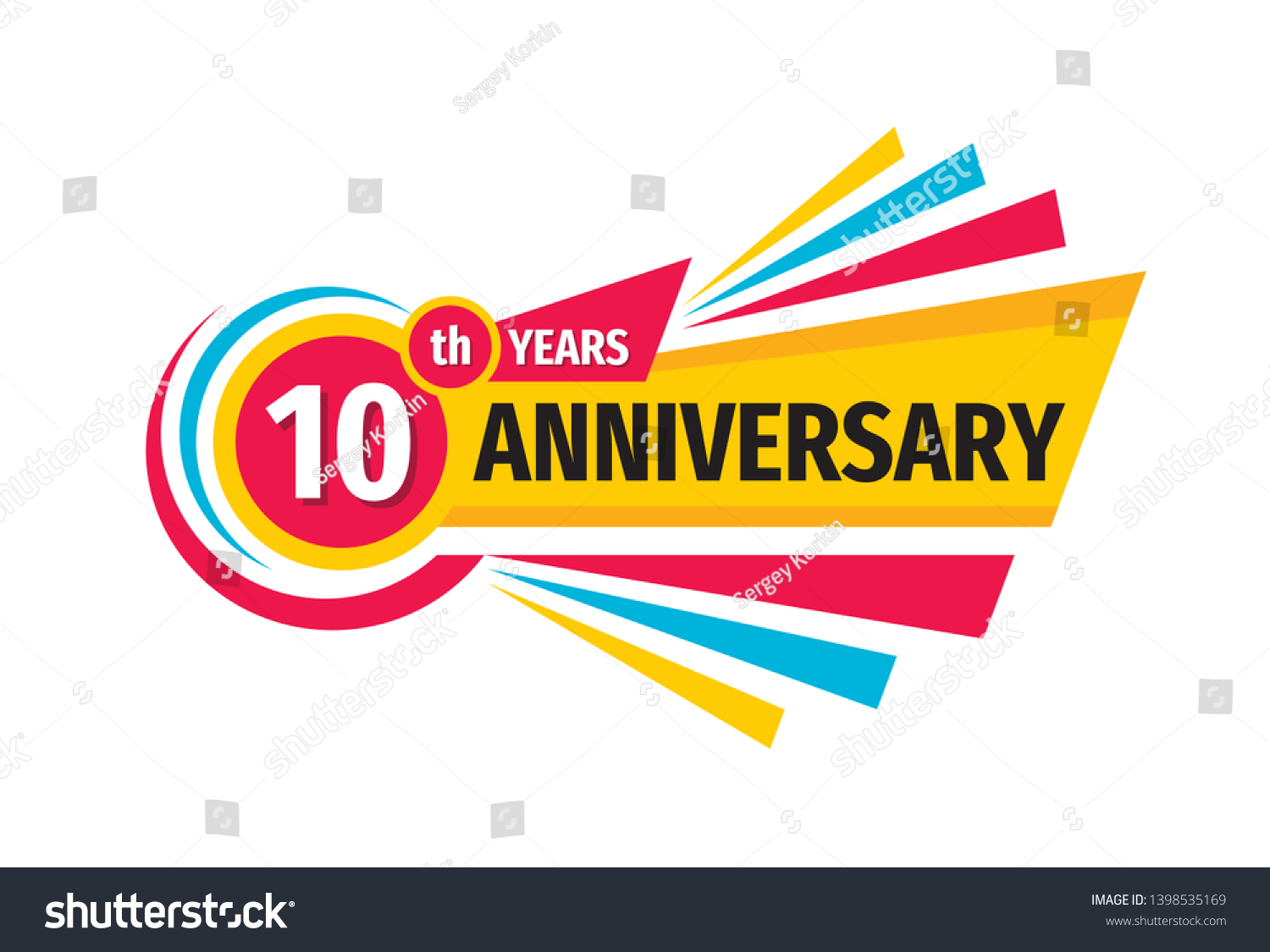 10th Birthday Banner Logo Design Ten Stock Vector Royalty Free