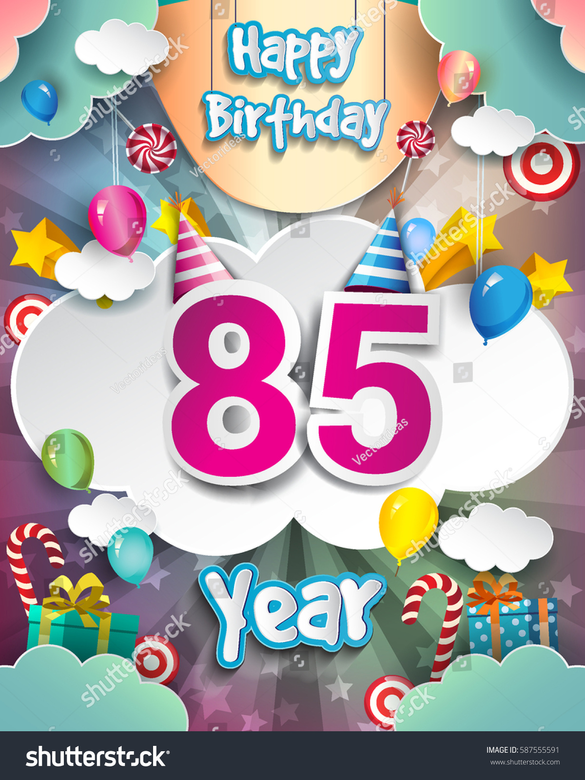 85th Birthday Celebration Greeting Card Design Stock Vector (Royalty ...