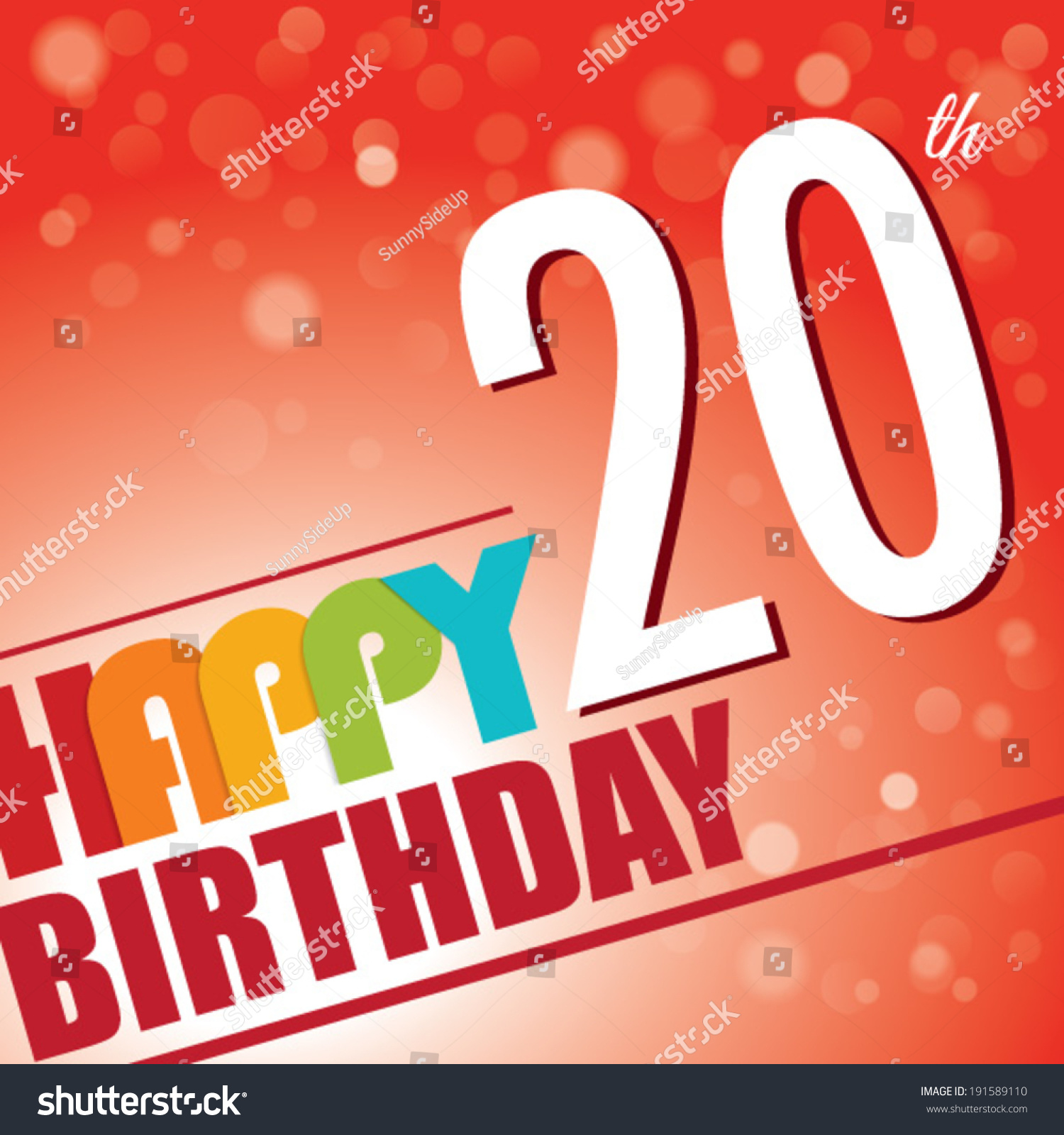 20th Birthday Party Invitetemplate Design Bright Stock Vector 191589110 ...