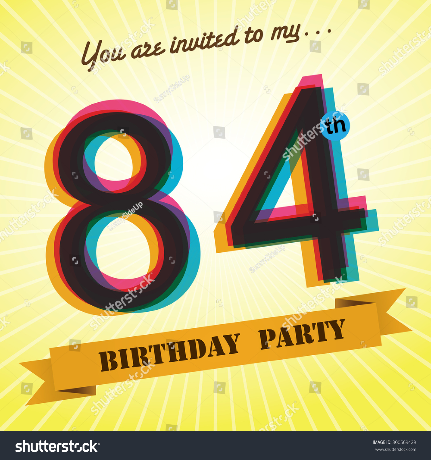 84th Birthday Party Invite Template Design Stock Vector Royalty Free